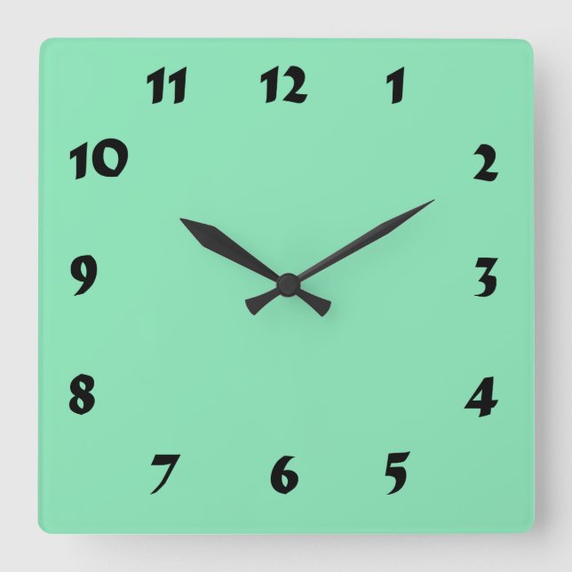 Umstellbare nummerierte Pastelgrüne Uhr (Vorderseite)