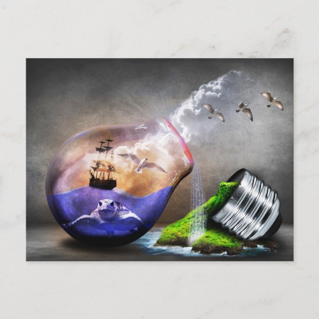 Umweltschutz Meeresschildkröten und Schiffsbilder Postkarte (Vorderseite)