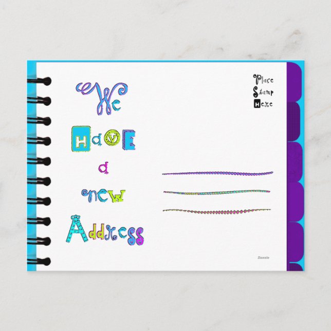 Umzug der Ankündigungsadresse Buch 'Z' Postkarte (Vorderseite)