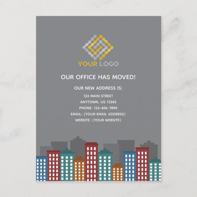 Umzug des neuen Adressbüros Postkarte (Vorderseite)