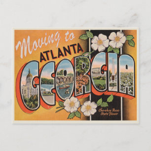 Umzug nach Atlanta Vintage Adressenänderung Ankündigungspostkarte