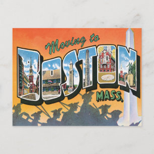 Umzug nach Boston MA Vintage Adressenänderung Ankündigungspostkarte