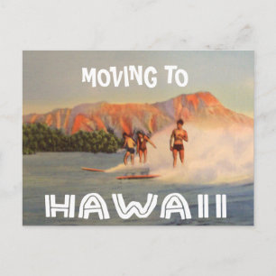 Umzug nach Hawaii - Vintage Adressenänderung Ankündigungspostkarte