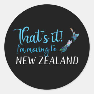 UMZUG NACH NEUSEELAND KIWI PAUA RUNDER AUFKLEBER