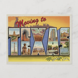Umzug nach Texas Vintage Adressenänderung Ankündigungspostkarte