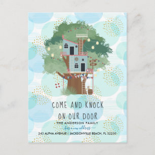 Umzugsankündigung Treehouse Postkarte