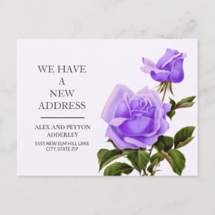 Umzugsmeldung Lila Vintage Blumen Rosen Postkarte