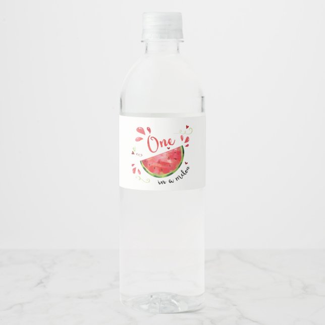 Un à Melon Anniversaire fête Étiquette de bouteill (Devant)