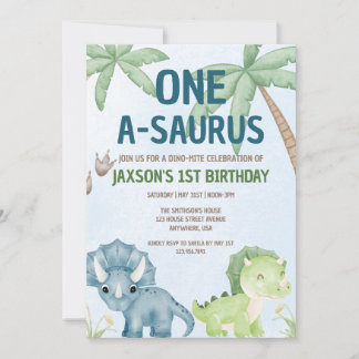 UN-A-SAURUS Dinomite première invitation d'anniver