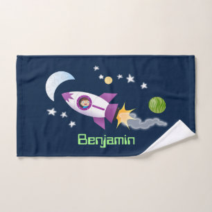 Un adorable vaisseau-fusée dans l'espace dessin an