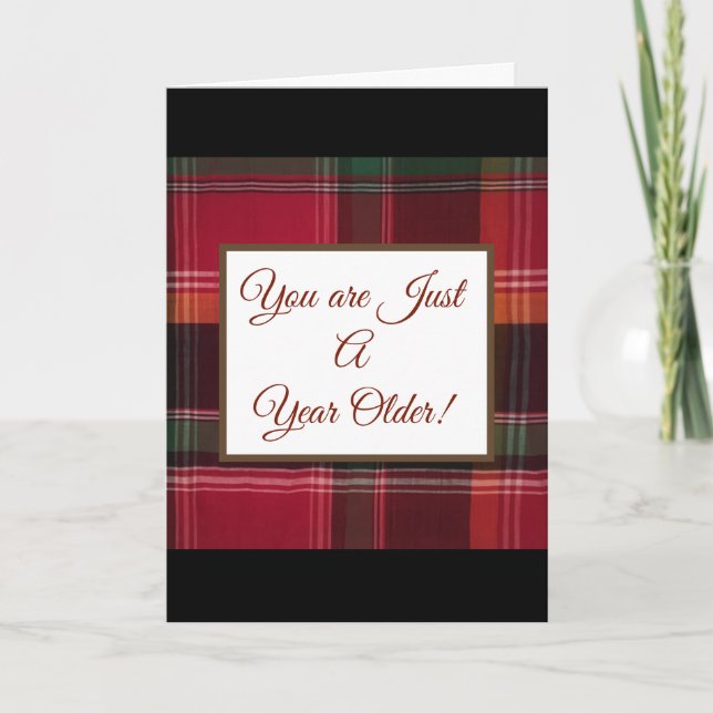 Un An Plus Vieux Red Madras Plaid Carte Anniversai (Devant)