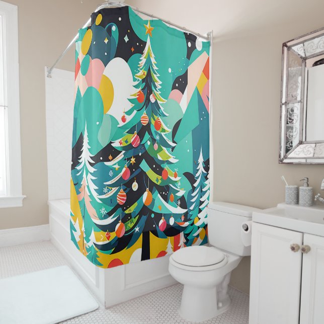 Un arbre de Noël illustration 1 - Rideau de douche (En situation)