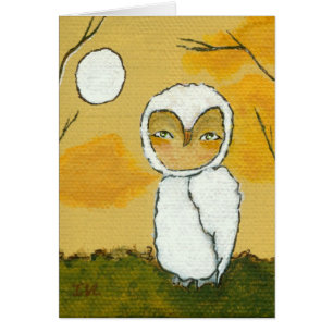 Un art blanc de hibou de région boisée lunatique