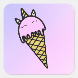 Un autocollant à cône de crème glacée unicorne mig