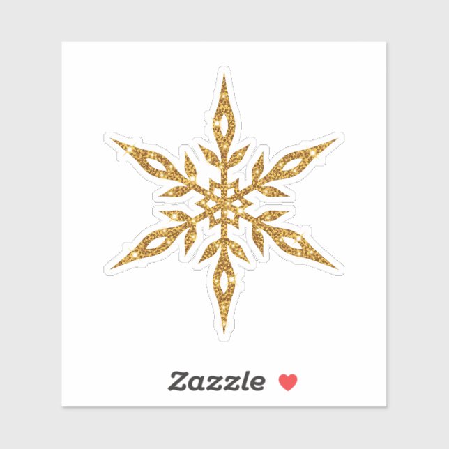 Un autocollant de Noël - un flocon de neige en or  (Feuille)