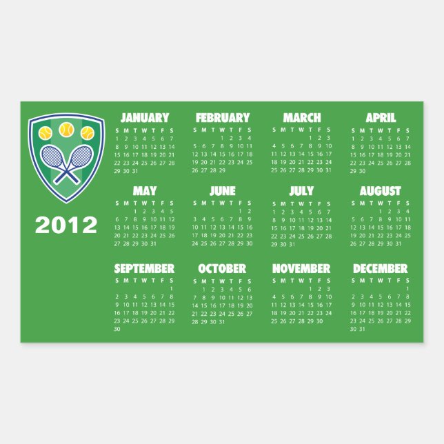 Un autocollant de tennis avec calendrier (Devant)