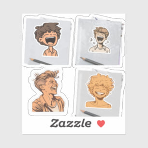 Un autocollant pour un groupe de personnages fous 