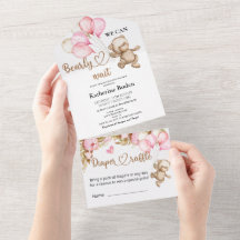Baby shower Ours En Teddy Tout En Une Invitation