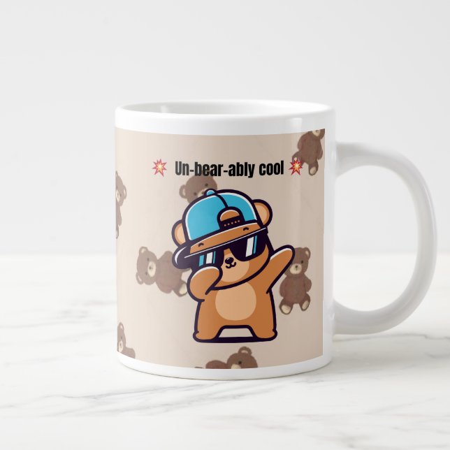 Un-Bear-ably Cool | Cute Bear Coffee Mug Jumbo-Tasse (Rechts)