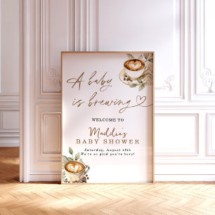 Un bébé brasse Affiche de bienvenue, Café Baby 24x
