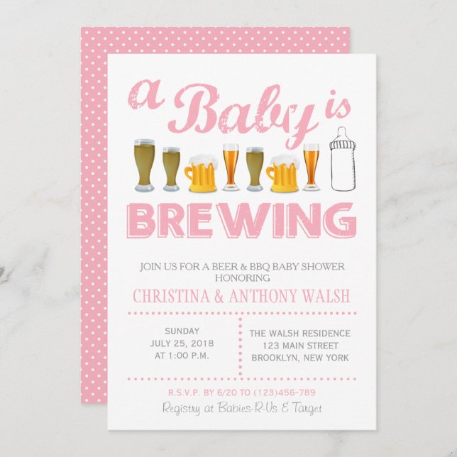 Un bébé brasse Baby shower BBQ Invitation (Devant / Derrière)