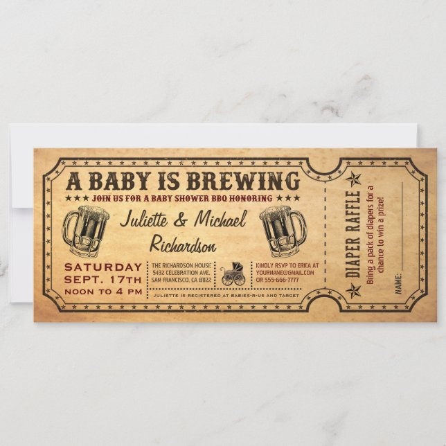 Un bébé brasse des Baby showers Invitations de bil (Devant)