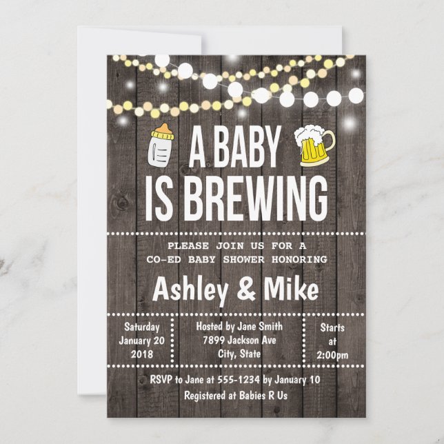 Un bébé brasse - Invitation Baby shower (Devant)