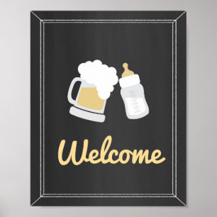 Un bébé brasse une Affiche de bienvenue Baby showe