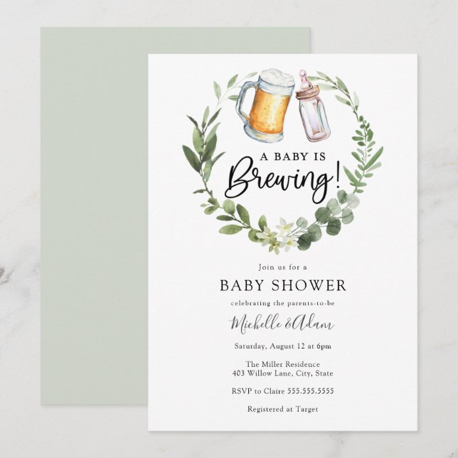 Un bébé brasse une invitation de Baby shower (Devant / Derrière)