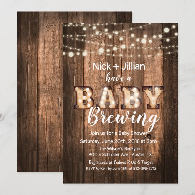 Un bébé brasse une invitation de Baby shower (Devant / Derrière)