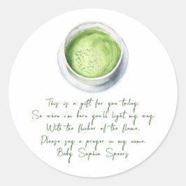 Un bébé est en train de brasser matcha - étiquette
