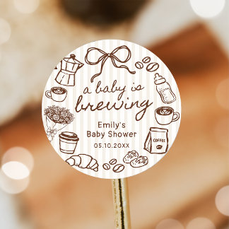 Un bébé prépare du café Autocollant pour Baby Show