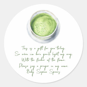 Un bébé prépare du matcha - Étiquette de bougie de
