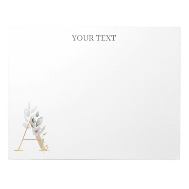 Un Bloc-notes personnalisé monogramme floral (Devant)