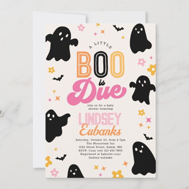 Un Boo est une invitation à Baby shower (Devant)
