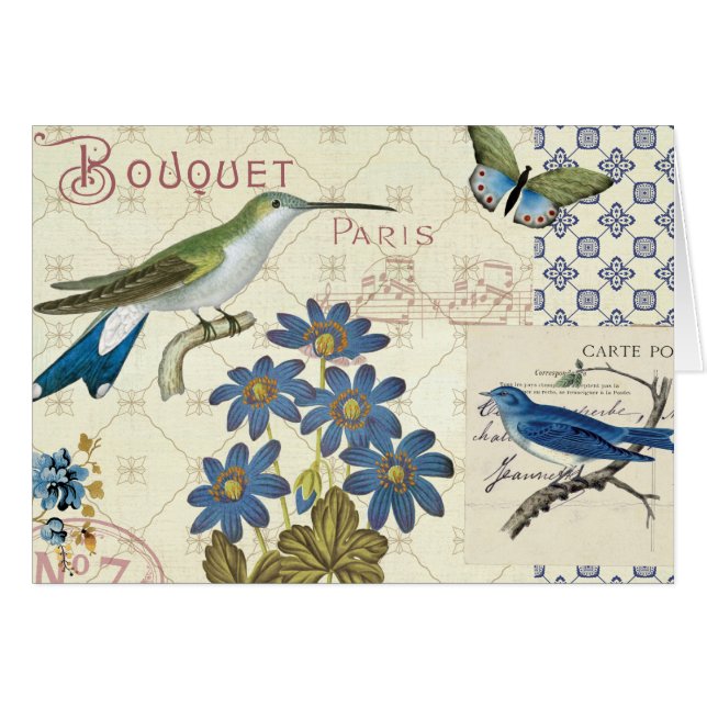 Un bouquet des fleurs, des oiseaux et des (Devant horizontal)