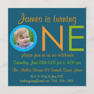 "UN" Boy première anniversaire invitations photo d