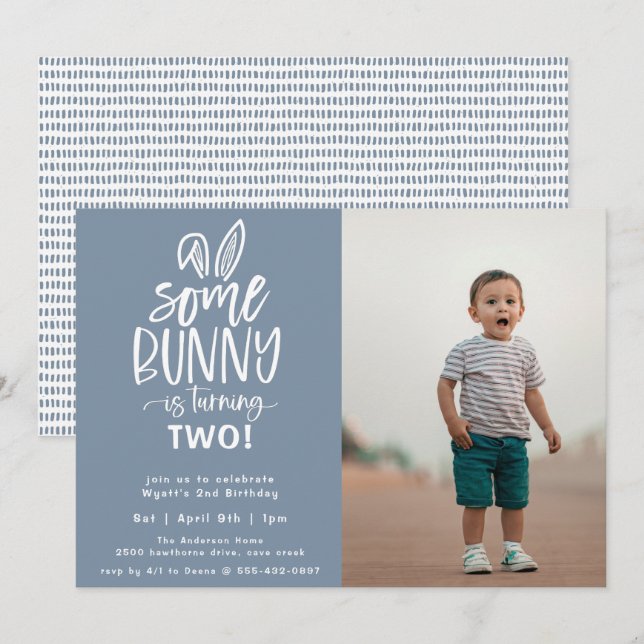 Un Bunny Anniversaire Fête Photo Invitation (Devant / Derrière)
