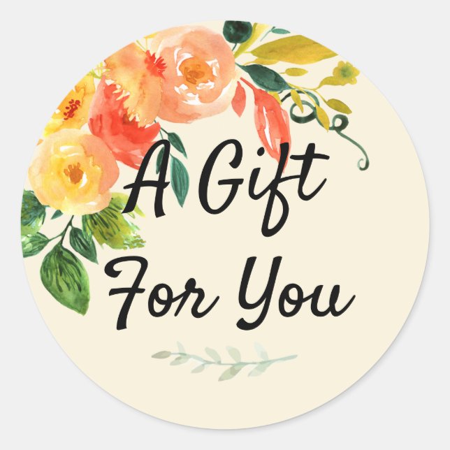 Un cadeau pour vous rond Joli Stickers Floral set  (Devant)