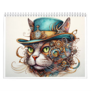 Un calendrier steampunk avec un chat