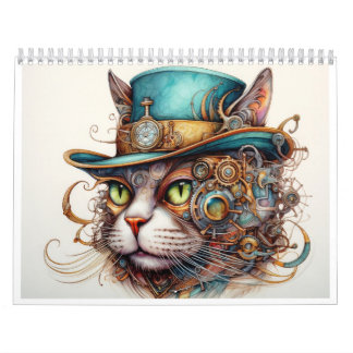 Un calendrier steampunk avec un chat