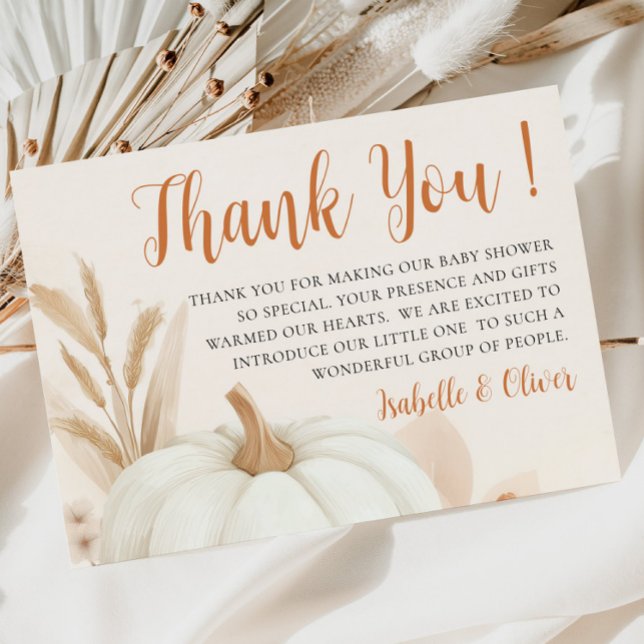 Un Carte de remerciements De Baby shower Automne U (A Little Pumpkin Fall Baby Shower Thank You Card)