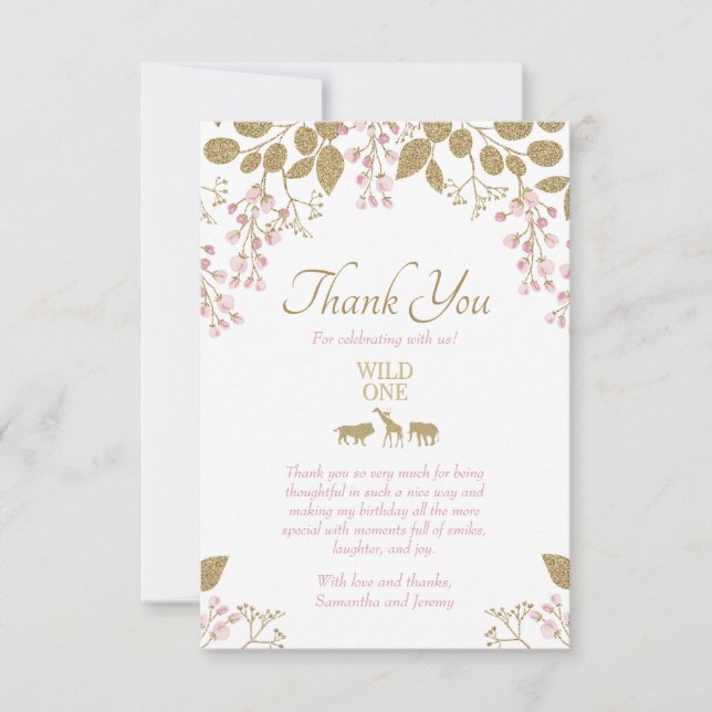 Un Carte de remerciements d'or rose sauvage (Devant)