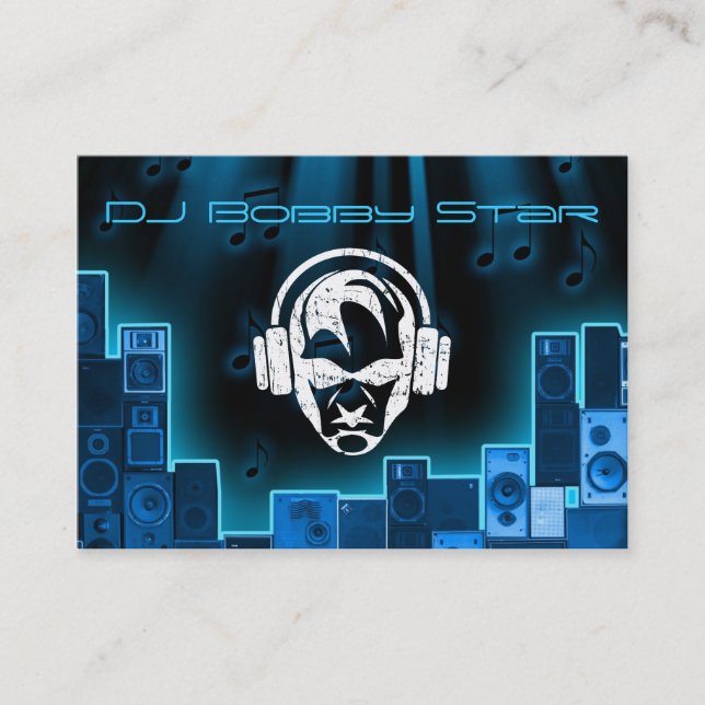 Un carte de visite bleu de laser de logo du DJ de (Devant)
