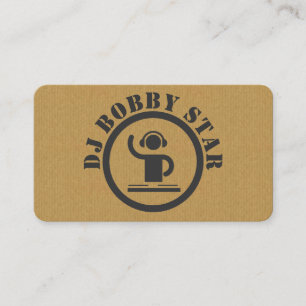 Un carte de visite rond d'icône du DJ de carton