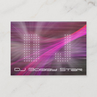 Un carte de visite rose de lumière laser du DJ de