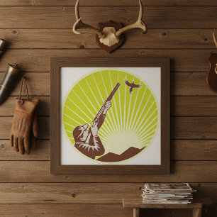 Un Chasseur Tirant Sur Une Poster D'Oie