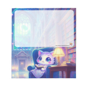 Un chat dans le bloc-notes de la bibliothèque