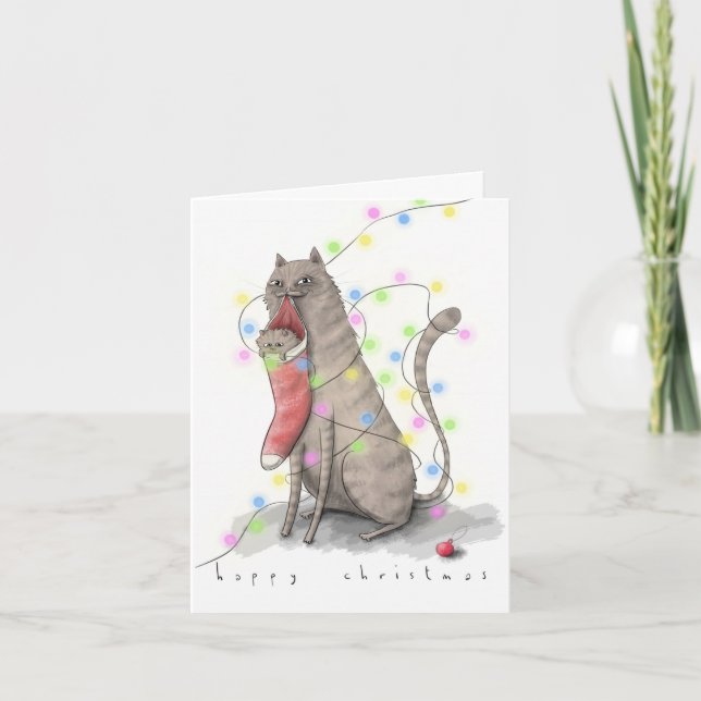 un chaton dans une carte de Noël pleine (Devant)