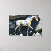 Un cheval debout sur la toile des rochers Imprimer